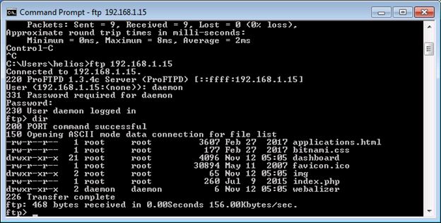 konfigurasi XAMPP di Fedora dan FTP server yang sudah bisa diakses dari klien.